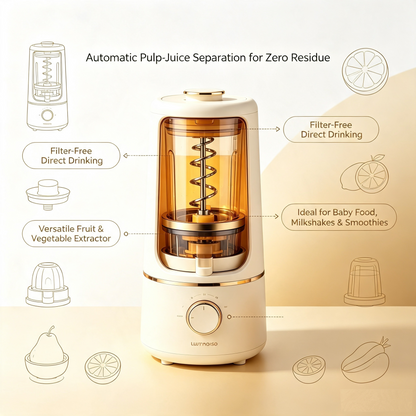 🥤Low-Noise Slow Squeeze Juicer ✨Automatic Pulp-Juice Separation for Zero Residue | Versatile Home Fruit & Vegetable Nutrition Extractor | Filter-Free Direct Drinking Design, Ideal for Baby Food, Milkshakes & Smoothies🍃