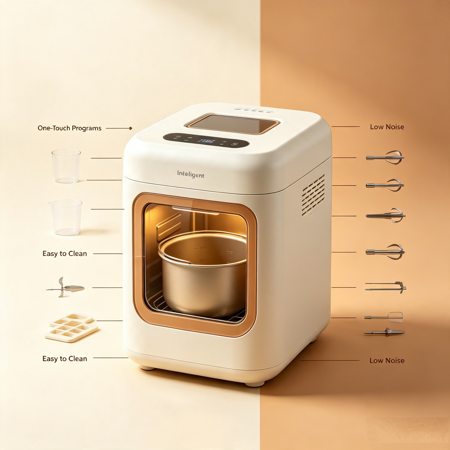 🍞✨Intelligent Automatic Bread Maker | Multi-Purpose Baking Essential | Create Additive-Free Healthy Breakfast | Quiet Energy-Saving, Easy to Wash | Zero-Failure Choice for Starters, Makes Toast, Cakes, Yogurt & Jam🌟