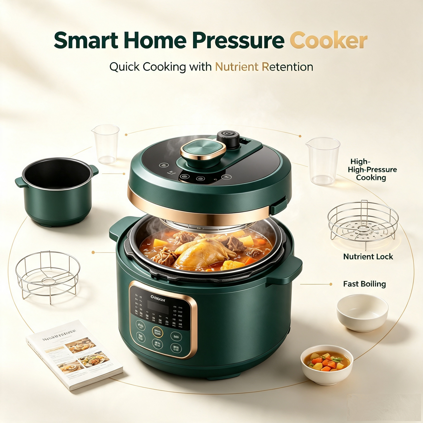 🍲Smart Home Pressure Cooker | Quick Cooking with Nutrient Retention, Easy Cleanup | Versatile for Frying & Stewing, Perfect for Cooking Newbies