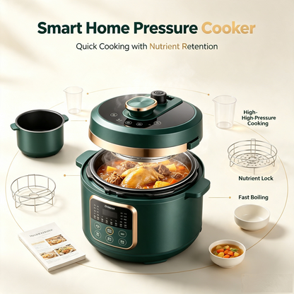 🍲Smart Home Pressure Cooker | Quick Cooking with Nutrient Retention, Easy Cleanup | Versatile for Frying & Stewing, Perfect for Cooking Newbies