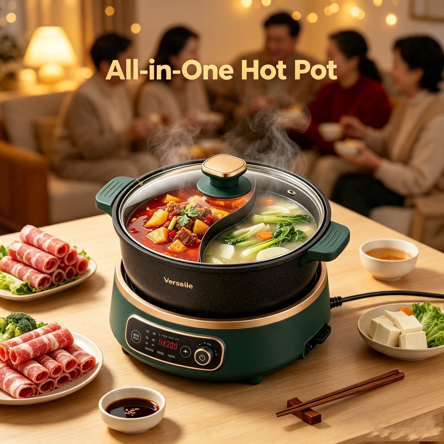 🍲Versatile Domestic Electric Hot Pot |Non-Stick Inner Pot, All-in-One Cooker for Frying, Stir-Frying, Boiling & Stewing | Simple Cleanup, Low Noise & Energy Efficient, Ideal for Cooking Newbies